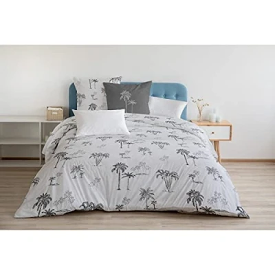 Imagen de Home Passion Funda nórdica de 3 Piezas 100% algodón 57 Hilos 2 Personas 240 x 260 cm TINGHIR Blanco Y Gris