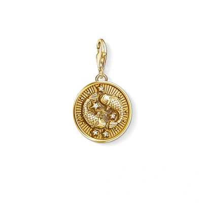 Imagen de Thomas Sabo Colgante de Mujer &quot;Charm Zodíaco Piscis Charm Club&quot;, Plata Ley 925, baño oro amarillo 18 quilates, Dorado