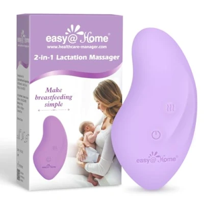 Imagen de Easy@Home Extractor de leche eléctrico y masajeador pecho, dispositivo 2 en 1 con vibración para mujeres lactantes, alivio del dolor promueve el flujo materna, ideal