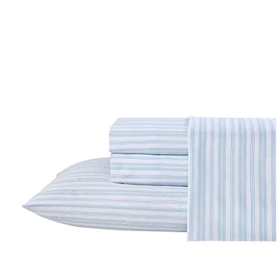 Imagen de Laura Ashley Sábanas tamaño Queen, Juego de Ropa Cama algodón Satinado Suave, Elegante, Suave y Transpirable para decoración del hogar (Azul Helecho, Queen)