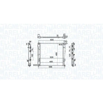 Imagen de MAGNETI MARELLI 350213160500 Radiador, refrigeración del motor 485 468 16 Aletas soldadas HYUNDAI: ix35