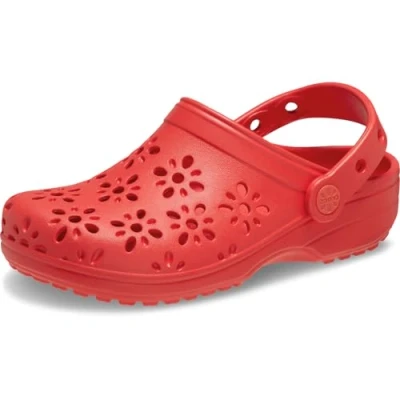 Imagen de Crocs Classic Floral CUT OUT Unisex Chanclas de baño para niños, Talla: 34/35, Cherry red Fibra sintética