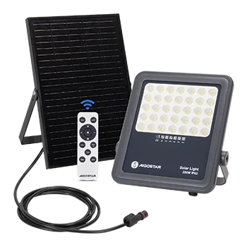 Imagen de Aigostar Foco proyector LED solar con control remoto,Focos solare de 200W,2000LM,luz blanca fría 6500K,IP65 impermeable Luz exterior,para jardín,terrazas,caminos,garajes,cable 2M