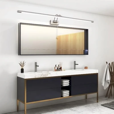 Imagen de MantoLite LED Lámparas de Pared 16W,Interior Iluminación para cuadros y expositores Con Cabeza Lámpara Giratoria e Interruptor,Baño Espejo Apliques 90CM 3000K Luces Lectura(Níquel)