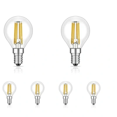 Imagen de ledscom.de 6 bombillas LED E14, G45, blanco cálido (2700 K), 4,5 W, 542lm, regulador de 3 niveles