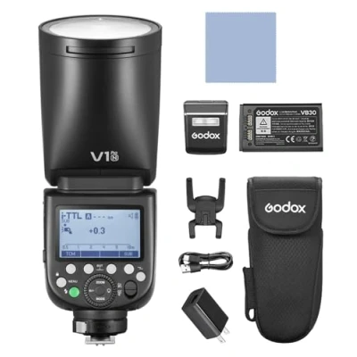 Imagen de GODOX V1PRO C 2.4G Flash de cámara Speedlite inalámbrico E TTL II automático con Modo M/TTL 1/8000s HSS secundario Desmontable + 24 geles para cámaras Canon EOS