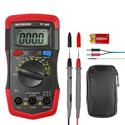 Imagen de MultÍmetro Digital Multi Tester,INFURIDER YF 36K Polimetro Profesional,4000 Cuentas Voltímetro Ohmímetro Medir Voltaje,Corriente,Ohm,Capacitancia,Temperatura y Diodo Automático