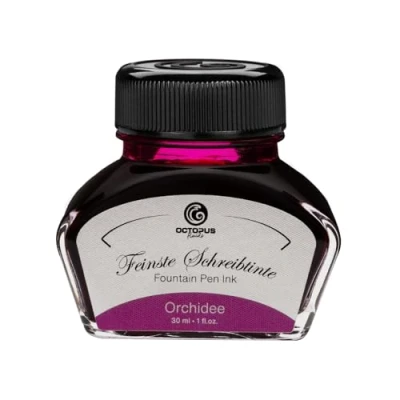 Imagen de Octopus Fluids Tinta de pluma estilográfica en vidrio, para estilográfica, Orquídea 30ml tintero, caligrafía