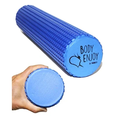Imagen de rodillo de fascia mediano para masaje columna vertebral camilla espalda Ø9.5cm x43cm (azul), espuma yoga pilates tratamiento dolor cuello y