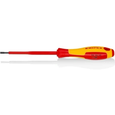 Imagen de Knipex Destornilladores para tornillos planos bruñido, mango aislante en dos componentes, según norma VDE 202 mm 98 20 35