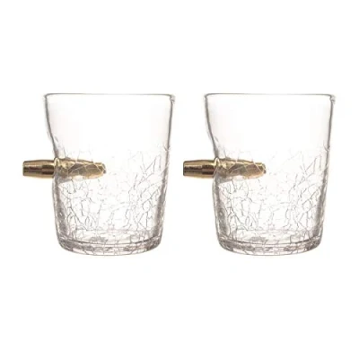 Imagen de Bar Amigos Juego de 2 vasos cristal chupito, 300 ml, doble paquete vidrio con bala en el vaso degustación vidrio, para beber whisky