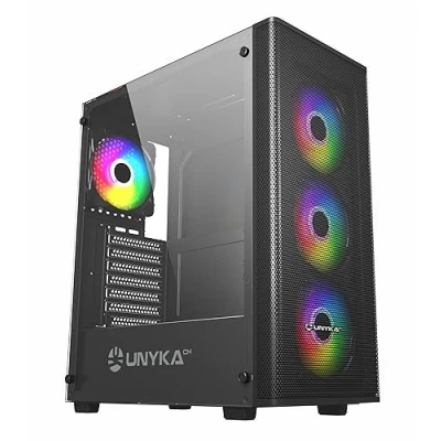 Imagen de UNYKAch Caja de Ordenador ATX MIR 100, Gaming Gran Tamaño con 4 Ventiladores ARGB, 1 USB 2.0 y 3 3.0