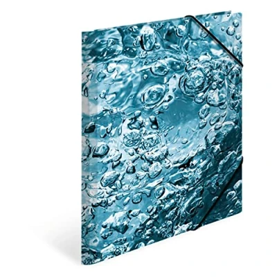 Imagen de HERMA 19777 carpeta A4 Naturwasser para niños, de cartón con acabado háptico, impresión interior y goma elástica, estable niños niñas