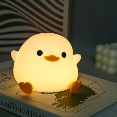 Imagen de JOFLVA Luz Nocturna Infantil,Kawaii lámpara de noche recargable silicona táctil con temporizador portátil regulable, regalos para habitación los niños niñas dormitorio