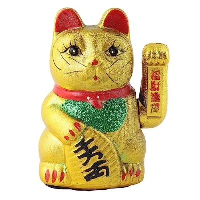 Imagen de Freak Scene Agitando Gato Chino Maneki Neko de carámica 17 cm Oro