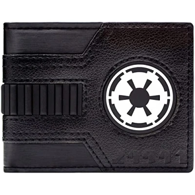 Imagen de Star Wars Galactic Empire Tie Fighter Traje Emblema Billetera/Cartera Bi Fold Porta ID &amp; Tarjetero, Negro
