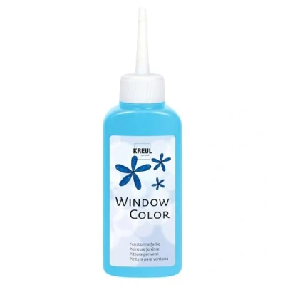 Imagen de KREUL 42715 Window Colour azul claro 80 ml, pintura al agua para ventanas, con superficie texturada, cristales, espejos, azulejos y otras superficies lisas
