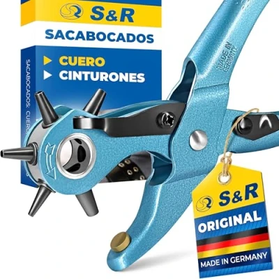 Imagen de S&amp;R Alicate Sacabocados para Agujeros Cinturones y Cuero. MADE IN GERMANY. Punzones de 2/2,5/3 /3,5/4 /4,5 mm