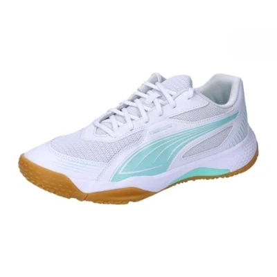 Imagen de PUMA Solarflash III W+, Indoor Court Shoe Unisex Adulto, White Electric Peppermint, 42.5 EU