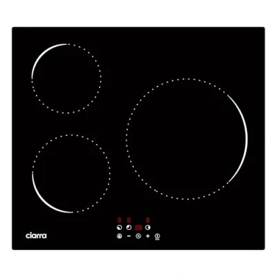 Imagen de Ciarra CABBIH3 C Placa de Inducción, 60 cm con 3 Zonas,Placa Inducción Empotrable, Control Táctil 9 Niveles Potencia, Protección Infantil y Temporizador
