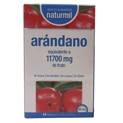 Imagen de Naturmil Arándano rojo 60 capsulas 11.700 mg + vitamina C por capsula ALTA CONCENTRACIÓN, previene y alivia las infecciones urinarias, fuente de C, mejora la salud tus riñones