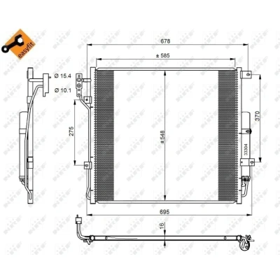 Imagen de NRF EASY FIT 350220 Condensador con secador, junta anular 15,5 10,1 Aluminio 585