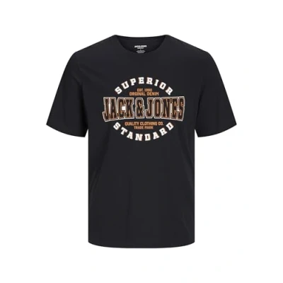 Imagen de JACK &amp; JONES Jjelogo camiseta SS ONeck 2 Col Aw24 S Pls Camiseta, NegroNaranjaBlanco, 4XL Hombres