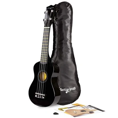 Imagen de Martin Smith Ukelele soprano con bolsa de ukelele, Color Negro, 53 x 7 17 cm