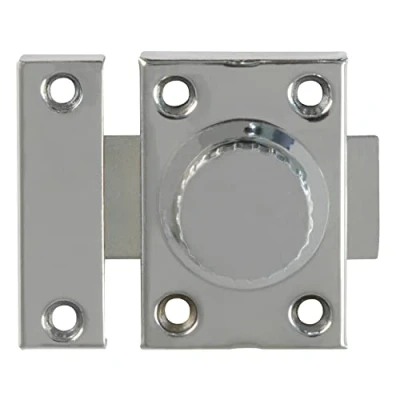 Imagen de Amig Pasador De Sobreponer para Puertas Mod.385 Pestillo Seguridad Horizontal Pequeño Acero con Acabado Cromado Brillo Medidas: 35 x 50 mm Incluye Tirafondos