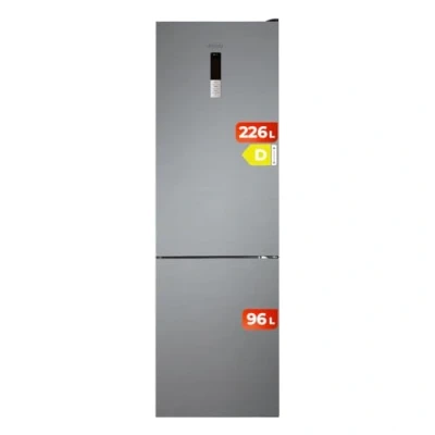 Imagen de EVVO Frigorífico Combi No Frost, Capacidad 226 L Congelador 96 L, Motor Inverter, 60cm de Ancho, Clase energética D, Multi Air Flow, Luz Interior LED, Panel LED táctil (F55X Color: Inox)