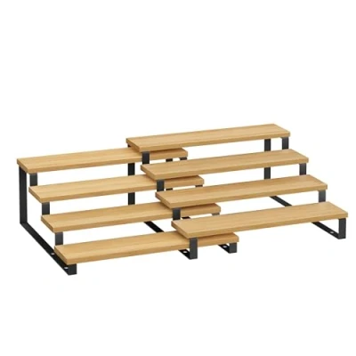 Imagen de SONGMICS Estante para Especias, Juego de 2 Estantes Armario, Especiero Extensible 4 Niveles, Madera Ingeniería, Apilable, Despensa, Encimera, Beige Natural y Negro Tinta KCS216N01