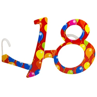 Imagen de Folat B.V. Gafas de globos 18 cumpleaños, color rojo, (24833)