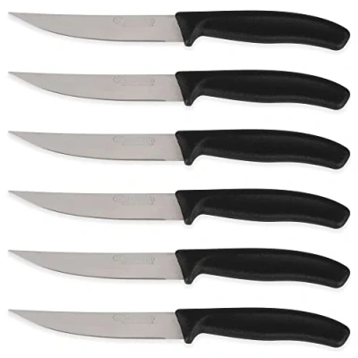 Imagen de Quttin Cuchillo Pack de 6 Cuchillos Uso Diario. Juego Carne. Mango Negro Resistente y Duradero. Apto para Mesa Carne, Pelador, Cocina. Set Piezas