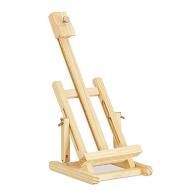 Imagen de Relaxdays, 37 cm, Marrón Caballete Pintura para Mesa, Ajustable en Ángulo y Altura, Madera