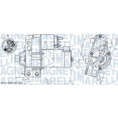 Imagen de MAGNETI MARELLI 063721290010 Motor de arranque 12 1 10 RENAULT: CLIO 2, LAGUNA 2 Grandtour, PEUGEOT: 407 Berlina, 406 607 Berlina