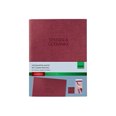 Imagen de SIGEL Carpeta para menús SM113 con encuadernación de goma A5, color burdeos estructura lino noble, resistente y fácil limpiar