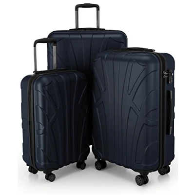 Imagen de SUITLINE Juego de 3 Maletas, Maleta Viaje Trolley, Maletas Carcasa Dura, TSA, (55 cm, 66 76 cm), 100% ABS, Mate, Azul Oscuro