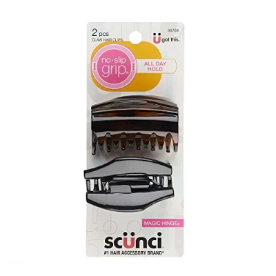 Imagen de Scunci No slip Grip Basic Cover Hinge Jaw Clips, 6 Cm, 2 Count, Colors may vary by