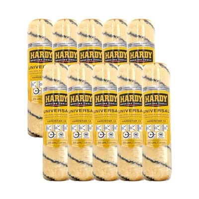 Imagen de HARDY WORKING TOOLS 10x unidades Recambio rodillo 25cm, Pelo 13mm, Diámetro 48mm,unidades Rodillo, de color, lacar, amarillo blanco