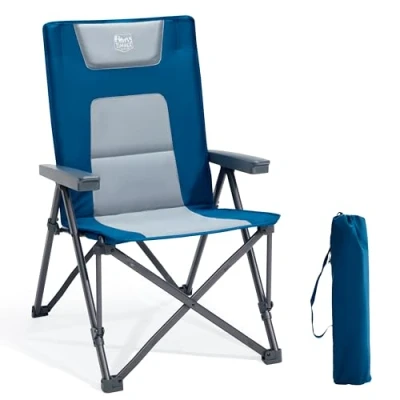 Imagen de TIMBER RIDGE silla de camping plegable, 260 kg, soporta 4 posiciones, ajustable, acolchada, con reposabrazos, pesca, camping, color azul