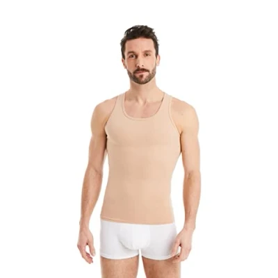 Imagen de FINN Camiseta Reductora para Hombre con Efecto Vientre Plano Interior de compresión sin Mangas algodón Body Shaper un más Ideal ginecomastia Color Piel 3XL