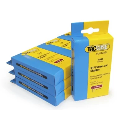 Imagen de TACWISE 1196 Grapas Galvanizadas de Corona Estrecha Tipo 91/15 mm, Paquete 10.000, Plateado, Set 10000 Piezas