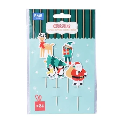 Imagen de PME Navidad Toppers Decoración para Cupcakes Santa y Amigos (24 piezas)