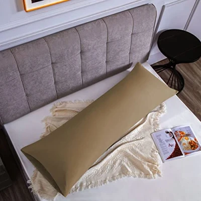 Imagen de Funda Almohada 100% Algodón 45x150 cm 1 PCS, Juego de Suave Puro Algodón, Sin Cremallera Cepillada con Cierre sobre Tórtola