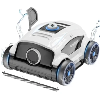 Imagen de WYBOT Robot Piscina para 130 Minutos de Uso, Limpiafondos Fuerte Succión, Doble Motor, Rápida Eliminación del Agua, Aspirador Piscinas Elevadas/Exteriores hasta 100m²