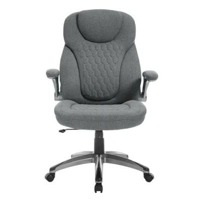 Imagen de WOLTU Silla de Oficina, Ejecutiva con Respaldo Alto y Brazos, Ergonomica, Sillon Escritorio Ajustable en Altura, Función Mecedora Giratorias Ruedas, Lino, Gris, BS169gr