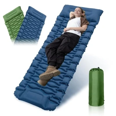 Imagen de Esterilla Camping Colchón Autoinflable Doble Cara Colchoneta de Inflable Colchonetas para Dormir Portátil Hinchable Viajes, Exteriores, Senderismo, Playa, Tienda Individual