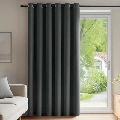 Imagen de Deconovo Cortinas Dormitorio Salon Opacas Moderna con Ojales, Termicas Aislantes Frio y Calor 200x290 cm(Ancho x Alto) Gris Oscuro, 1 Pieza