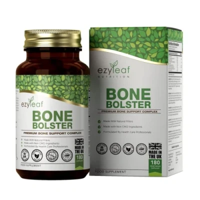 Imagen de Ezyleaf Suplemento para los Huesos Cápsulas de Calcio, Magnesio, Zinc y Vitamina D3 con Boro K2 MK7 180 Capsulas Bone Bolster la Salud Ósea Citrato Calcio Sin OGM Gluten