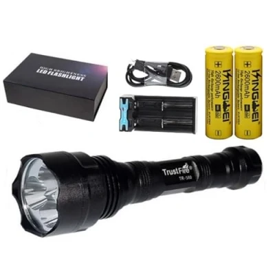 Imagen de TrustFire Kit original TR 500 3 Led CREE XML T6 3800lm 1 Modo alto, 2 baterías Kingwei 2600mAh / Cargador (Kit B de alumbrado)